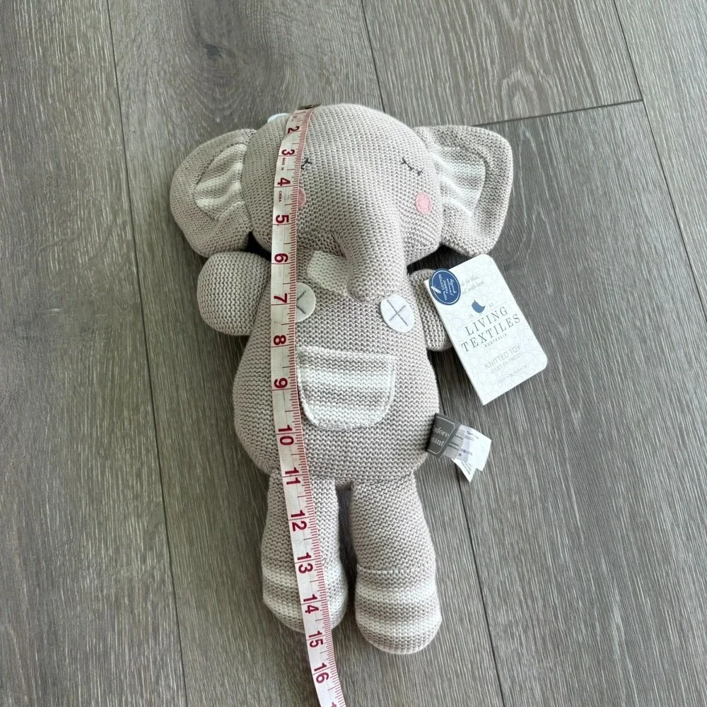 NWT Living Textiles Gray‎ Knitted Theodore Elephant Plush Toy Stuffed Animal